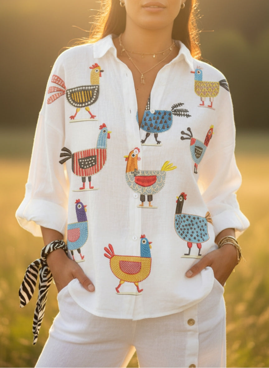 Ingrid | Playful Hen Blouse