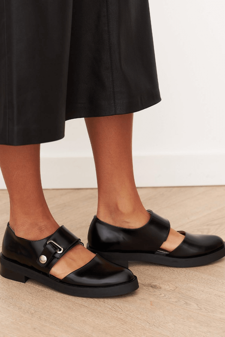 Angela | Black Buckle Loafers