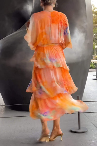 Nysa - Spring Floral Tiered Chiffon Dress