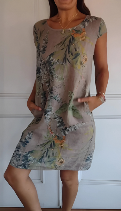 Iris - Casual Loose-Fit Knee-Length Printed Dress