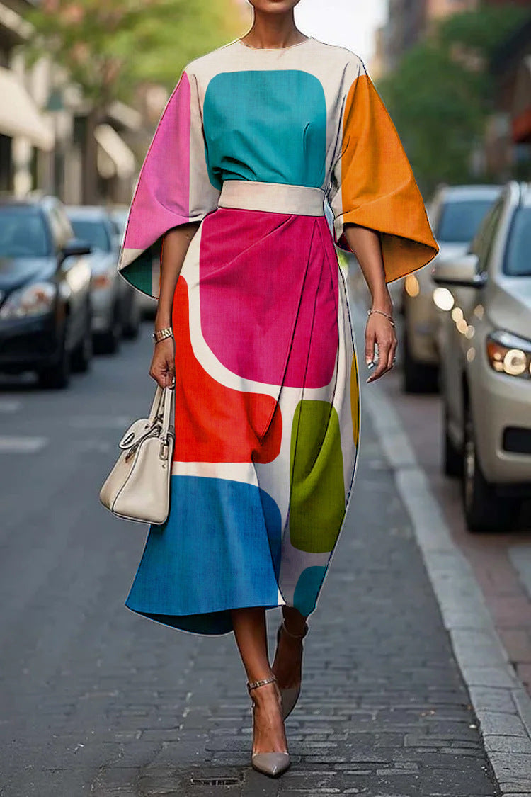 Zoraida - Stylish Batwing Sleeve Long Dress