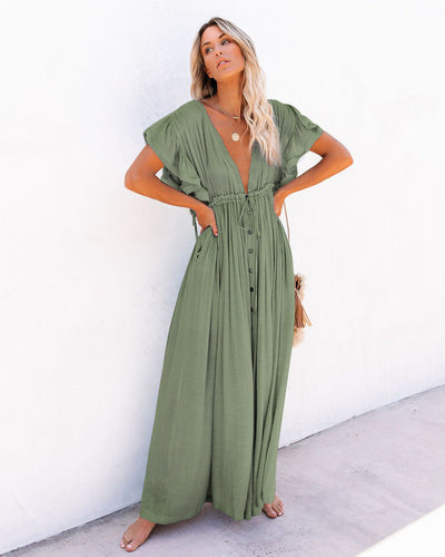 Audra - Boho V-Neck Kimono Beach Cover-Up Dress