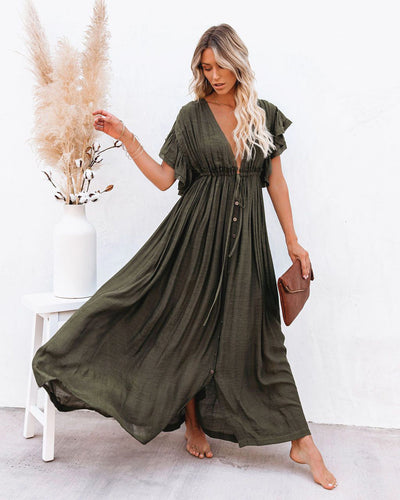 Audra - Boho V-Neck Kimono Beach Cover-Up Dress