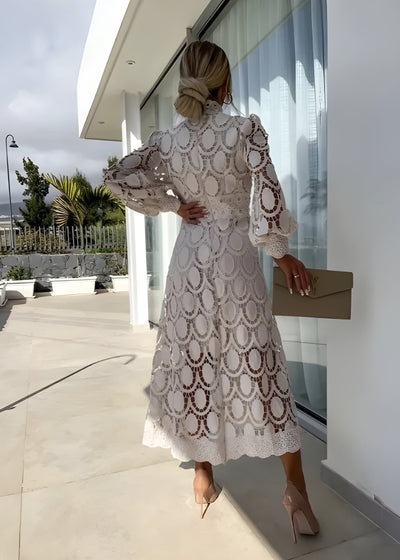 Lennon - Women's Stand Collar Hollow Out Long Dress