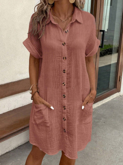 Hailey - Women’s Retro Cotton Linen Shirt Dress